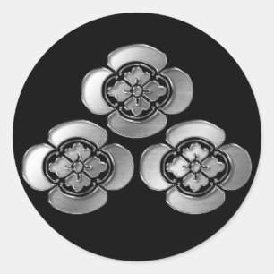 Asakura Clan Kamon Silver Chrome Runder Aufkleber