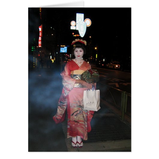 Asakusa Geisha Neo Tokyo Grußkarte (Vorne)