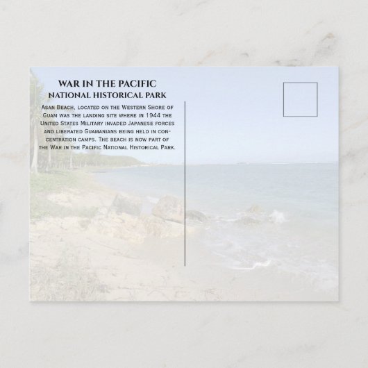 Asan Beach War in der pazifischen NationalHP Postkarte (Rückseite)
