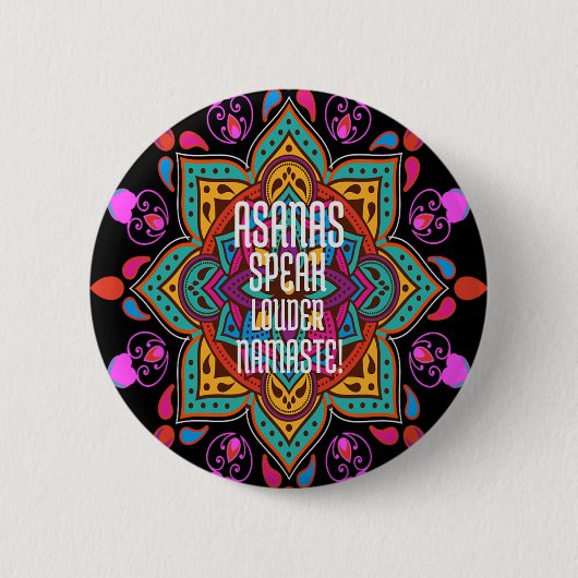 Asanas fließen stärker mit lebendigem Mandala Nama Button (Vorderseite)