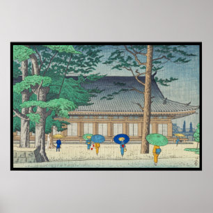 Asano Takeji Rain in Sanjusangendo Temple art Poster