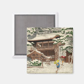 Asano Takeji Snow in Yuki Shrine shängt Kunst Magnet (Vorderseite/Rückseite)