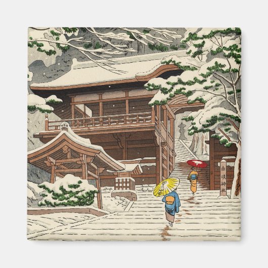 Asano Takeji Snow in Yuki Shrine shängt Kunst Magnet (Vorne)
