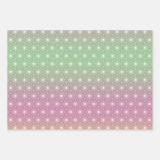 Asanoha Geometric Muster Serenfarbengraden Geschenkpapier Set (Vorderseite 3)