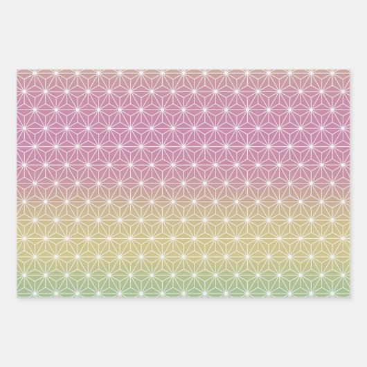 Asanoha Geometric Muster Serenfarbengraden Geschenkpapier Set (Vorderseite 2)