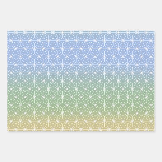 Asanoha Geometric Muster Serenfarbengraden Geschenkpapier Set (Vorderseite)