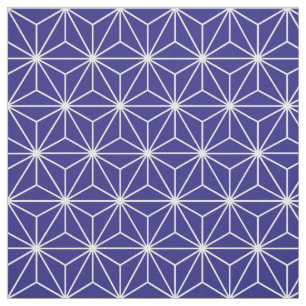 Asanoha Geometric Stars Dark Blue Stoff