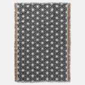 Asanoha Style - Weiß auf Schwarz Decke (Vorderseite Vertikal)