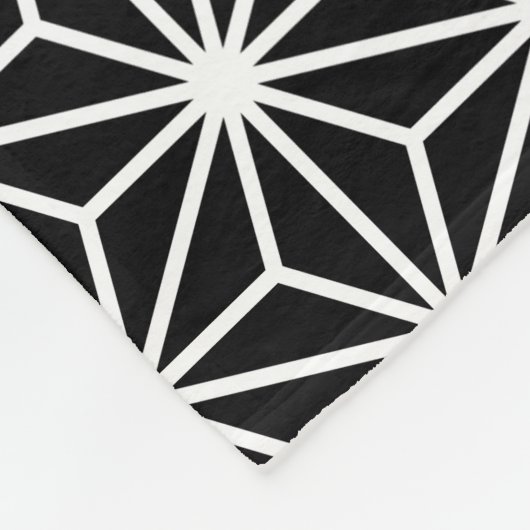 Asanoha Style - Weiß auf Schwarz Fleecedecke (Ecke)