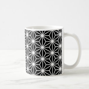 Asanoha Style - Weiß auf Schwarz Kaffeetasse