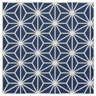 Asanoha Style - White on Dk Blue 001744 Stoff