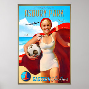 Asbury Park New Jersey Eastern Air Lines Neu Poster