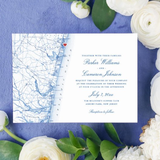 Asbury Park New Jersey Karte Elegante Hochzeit der