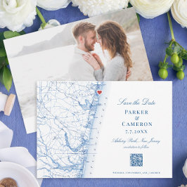 Asbury Park New Jersey Karte Elegante Marine QR