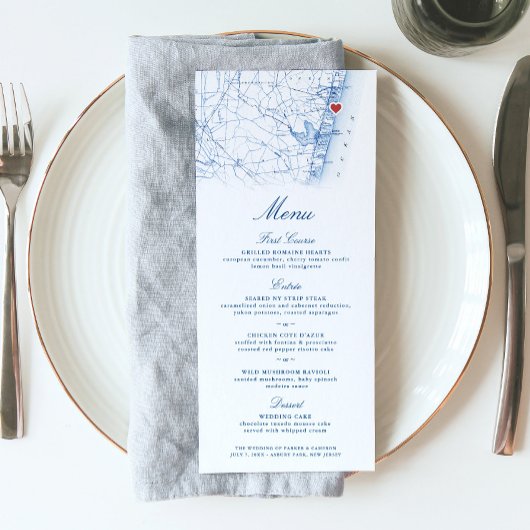 Asbury Park New Jersey Map Wedding Menükarte