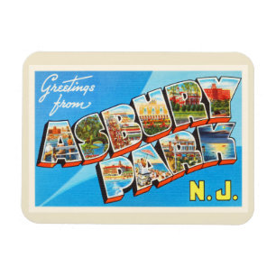 Asbury Park-New-Jersey NJ Vintage Reise-Postkarte Magnet