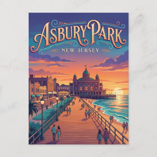 Asbury Park New Jersey Postkarte (Vorderseite)