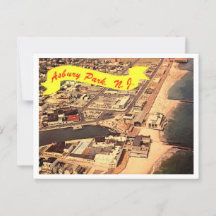 Asbury Park NJ Aerial View 1970er Vintag Postkarte