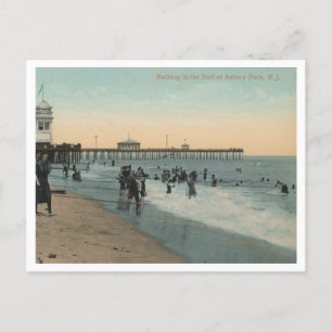 Asbury Park NJ, Baden in der Brandung 1912 Vintage Postkarte