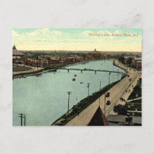Asbury Park NJ, Blick auf Wesley Lake, 1908 Vintag Postkarte