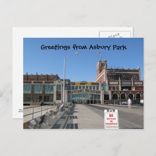Asbury Park NJ Boardwalk Paramount Convention H... Postkarte (Vorne/Hinten)