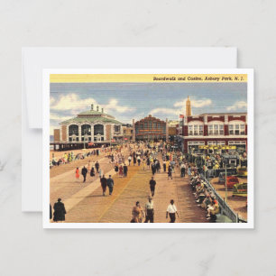 Asbury Park NJ Boardwalk und Casino 1940er Postkarte