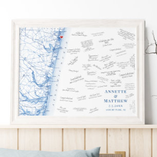 Asbury Park NJ Hochzeit Elegantes Gästebuch Poster