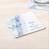 Asbury Park NJ Map Gastgeschenk Hochzeit Navy Blue Rechteckiger Pappuntersetzer (angewinkelt)