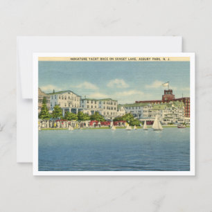 Asbury Park NJ, Miniatur-Segelbootrennen im Vintag Postkarte