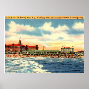 Asbury Park NJ, Strand Szene, Vintage Poster