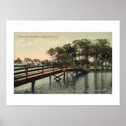 Asbury Park NJ Sunset Lake Bridge 1914 Inspiriert Poster (Vorne)