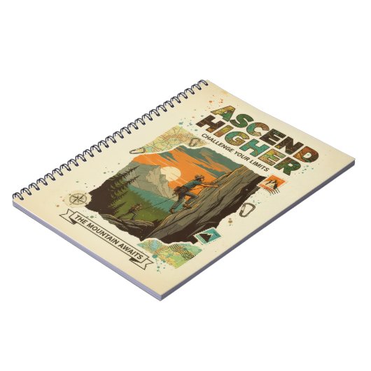 Ascend Higher Mountain Climbing Adventure Art Notizblock (Linke Seite)