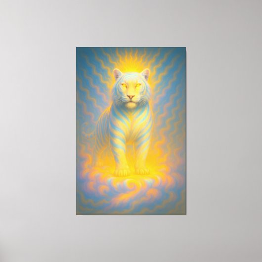 Ascended Sunlit White Tiger | ManJiangHong Fine Ar Leinwanddruck (Vorderseite)