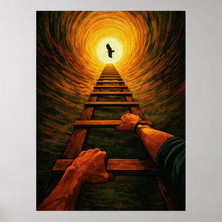 Ascending Ladder to Light Eagle Freedom Symbolic Poster