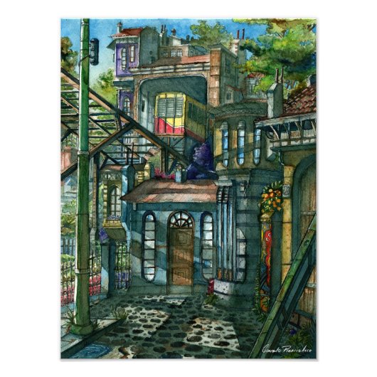 Ascensor al atardecer (Acuarela) Fotodruck (Vorne)