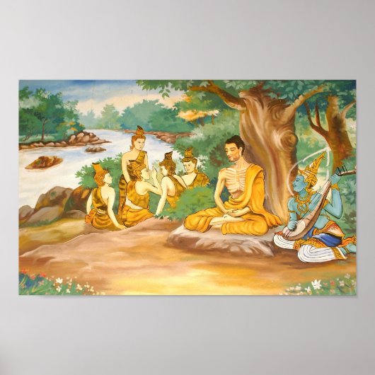 Ascetic Bodhisatta Gotama mit der Gruppe der Fünf Poster (Vorne)
