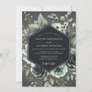 Asch elegante botanische Hochzeit Einladung