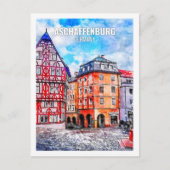 Aschaffenburg Deutschland Wasserfarbskizze Postkarte (Vorderseite)