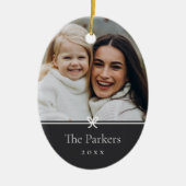 Asche | Einfaches Minimal Bow-Foto Keramik Ornament (Vorne)