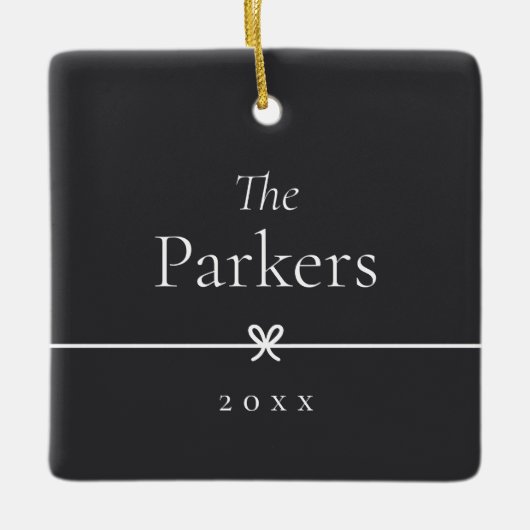 Asche | Einfaches Minimal Bow-Foto Keramikornament (Vorderseite)