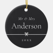 Asche | Einfaches Minimal Bow Wedding Foto Keramik Ornament (Vorne)