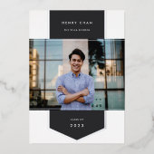 Asche | Foil Banner Foto Abschluss Folieneinladung (Vorderseite)