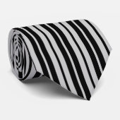 Asche Grau Schwarz Muster für vertikale Streifen Krawatte (Gerollt)