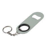 Asche grau (Vollfarbe) Mini Flaschenöffner (Vorderseite Schrägansicht)