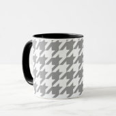 Asche Grau-Weiß-Hahnentrittmuster Karo Tasse (Vorderseite Links)