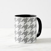 Asche Grau-Weiß-Hahnentrittmuster Karo Tasse (VorderseiteRechts)