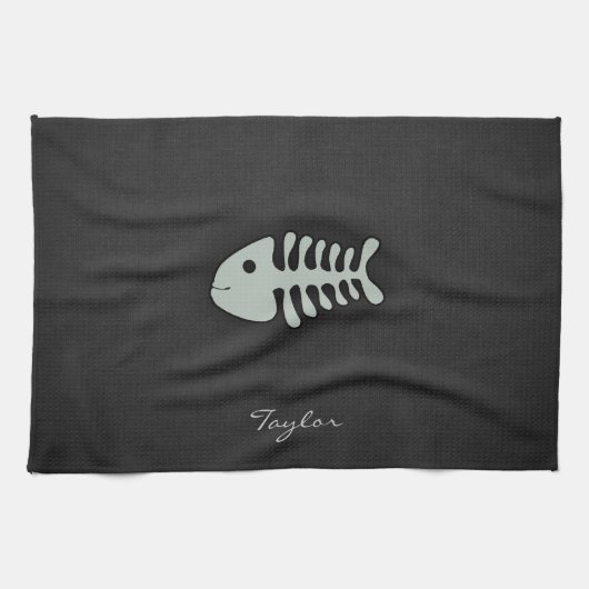 Asche Graue Fischknochen Geschirrtuch (Horizontal)
