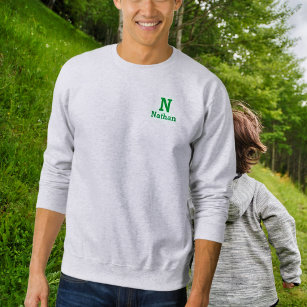 Asche graues und grünes personalisiertes Sweatshir Sweatshirt