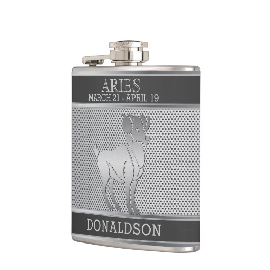 Äsche in Schwarz und Silver Mesh Flask Flachmann (Links)