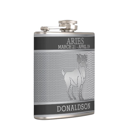 Äsche in Schwarz und Silver Mesh Flask Flachmann (Rechts)